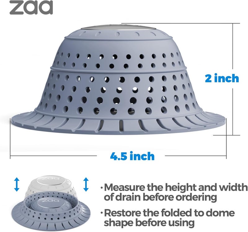 zaa Bathtub Drain Hair Catcher, Premium Silicone Collapsible One Pack Drain Protector for Pop-Up and Regular Drains of Shower, Bathtub, Tub, Bathroom, Sink, Light Blue - Image 5